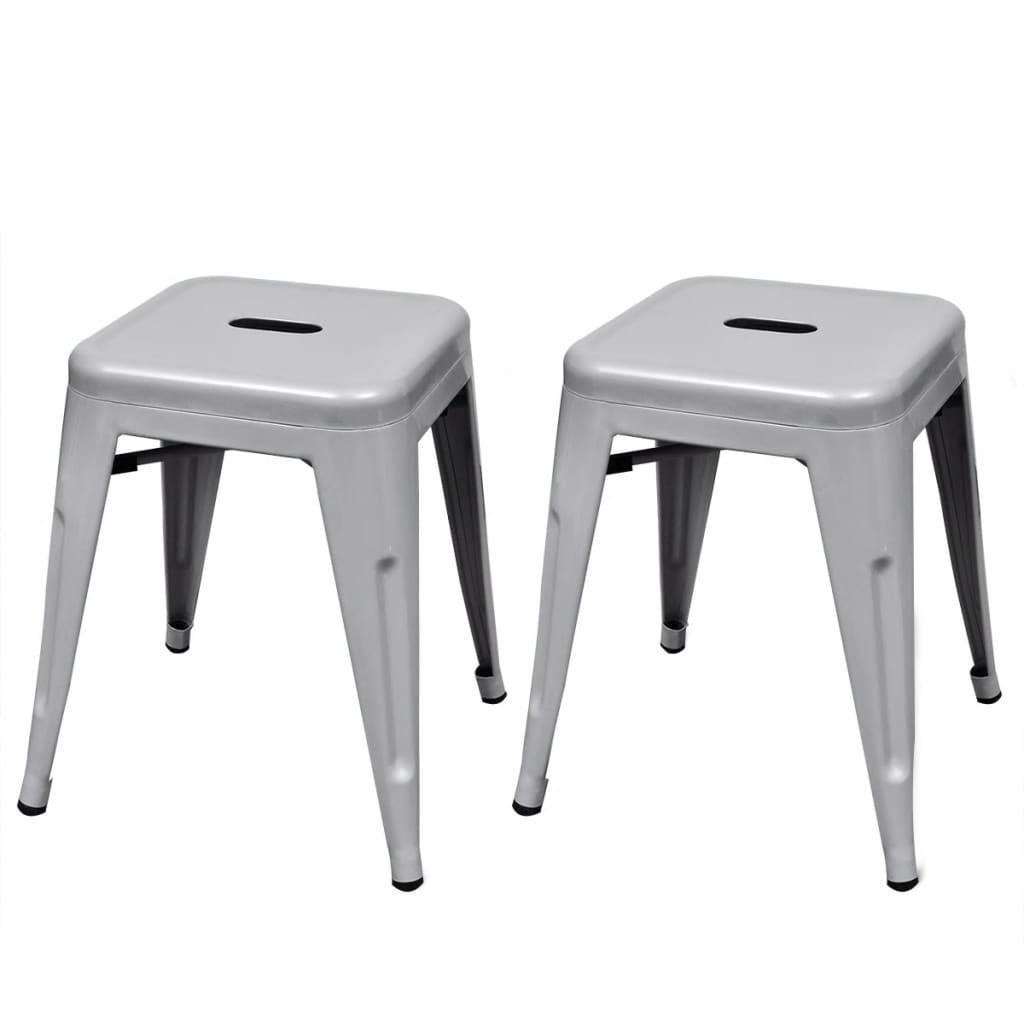 Stabelbare skamler 2 stk. metal grå