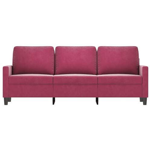 3-personers sofa 180 cm fløjl vinrød
