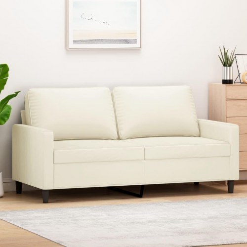 2-personers sofa i velour - cremefarvet, 140 cm sædebredde