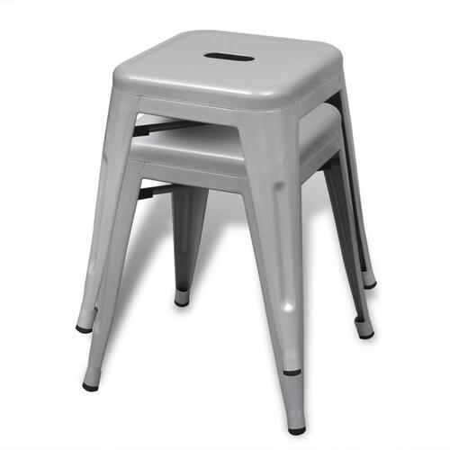 Stabelbare skamler 2 stk. metal grå