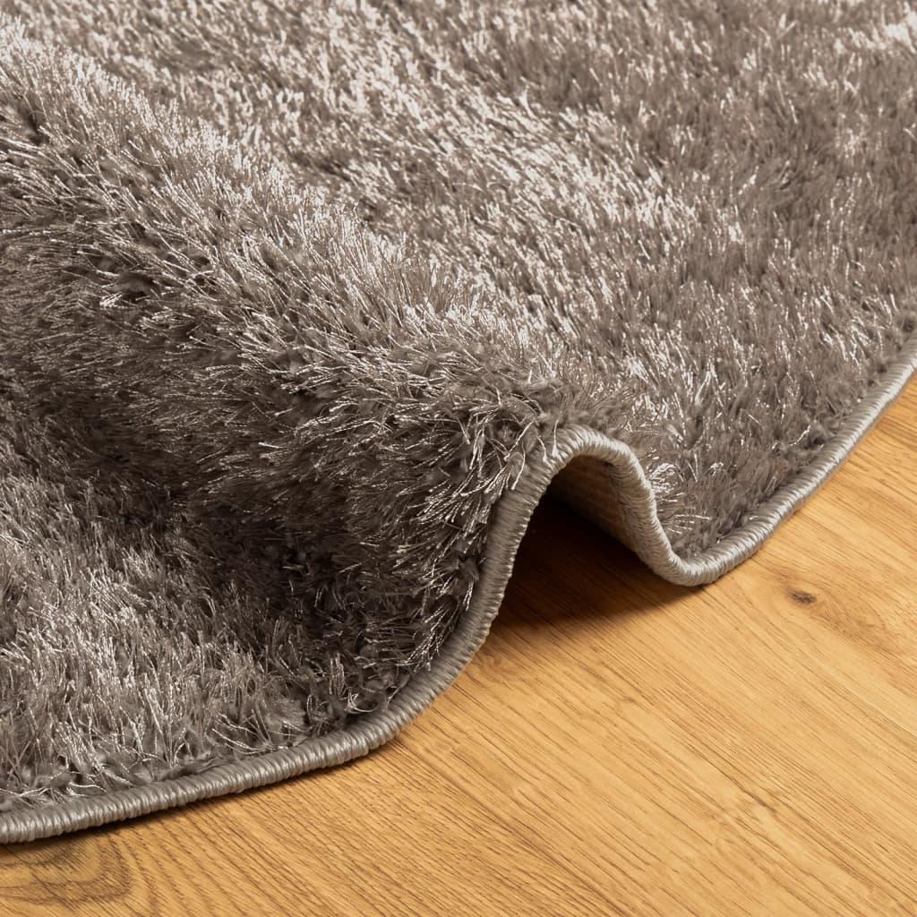 Gulvtæppe ISTAN Ø 120 cm lang luv skinnende look grå