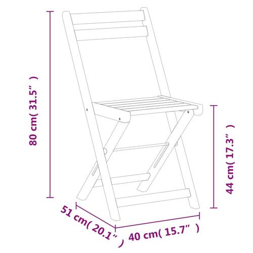 Foldbare bistrostole 6 stk. massivt akacietræ