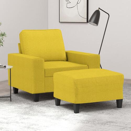 Sofastol med fodskammel 60 cm stof Lysegul