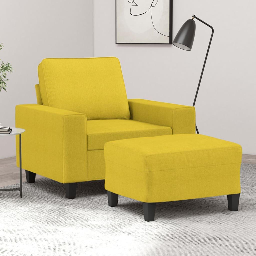 Sofastol med fodskammel 60 cm stof Lysegul