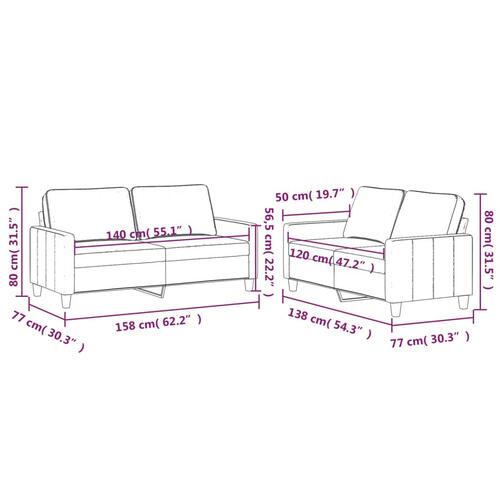 2 personers sofa med hynder velour cremefarvet