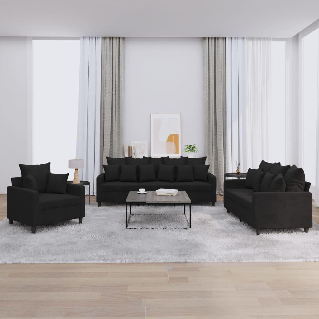 3 personers sofa med hynder velour sort