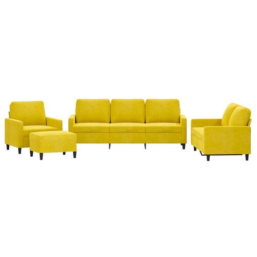 Sofasæt 4 dele med hynder velour gul