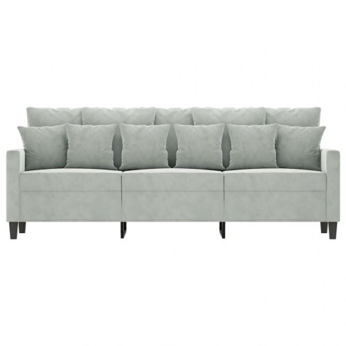 3-personers sofa i velour - lysegrå, sædebredde 180 cm