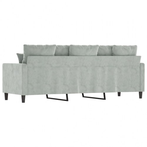 3-personers sofa i velour - lysegrå, sædebredde 180 cm