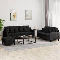 3 personers sofa med hynder velour sort