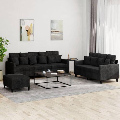 3 personers sofa med hynder velour sort