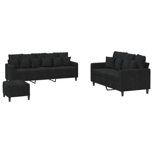 3 personers sofa med hynder velour sort