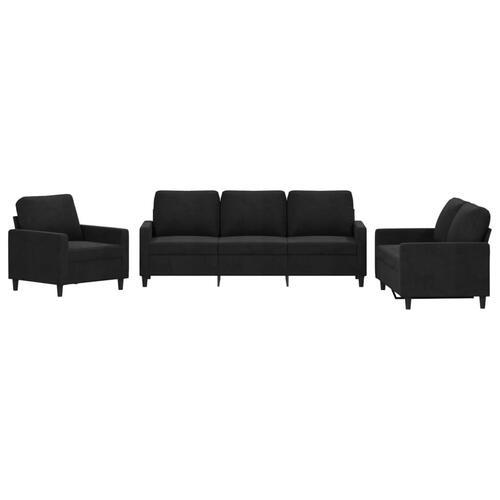 3 personers sofa med hynder velour sort