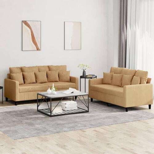 2 personers sofa med hynder velour brun