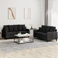 2 personers sofa med hynder velour sort