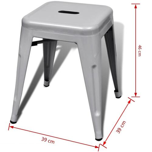 Stabelbare skamler 2 stk. metal grå
