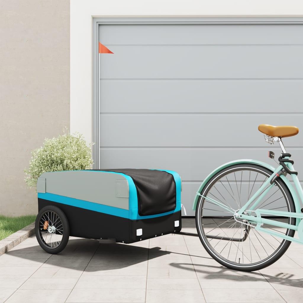 Cykelanhænger 45 kg jern sort og blå
