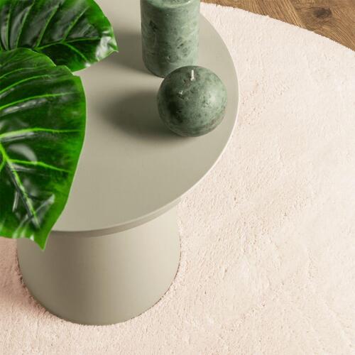 Gulvtæppe HUARTE Ø 80 cm kort luv og vaskbart beige