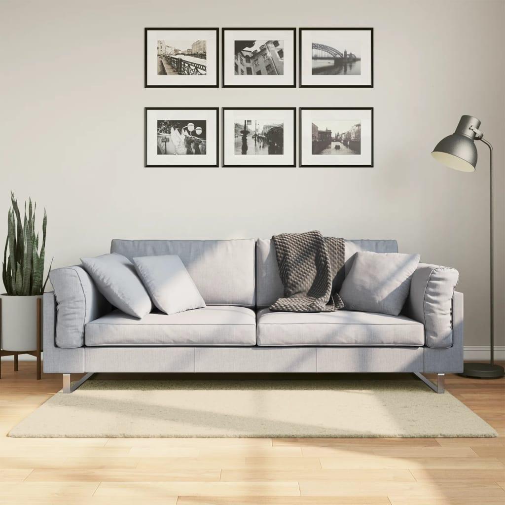 Gulvtæppe HUARTE 80x150 cm kort luv og vaskbart cremefarvet