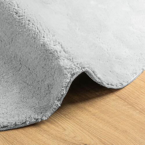 Gulvtæppe HUARTE Ø 120 cm kort luv og vaskbart grå