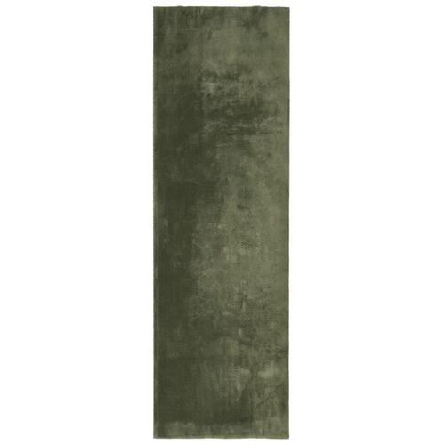 Gulvtæppe HUARTE 80x250 cm kort luv og vaskbart skovgrøn