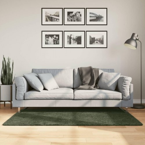 Gulvtæppe HUARTE 80×150 cm - kort luv, vaskbart, skovgrøn
