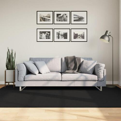 Gulvtæppe HUARTE 160x230 cm kort luv og vaskbart sort