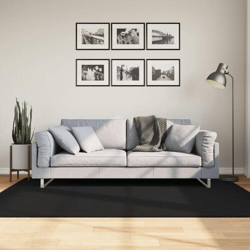 Gulvtæppe HUARTE 140x200 cm kort luv og vaskbart sort