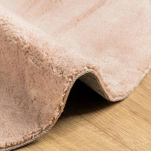 Gulvtæppe HUARTE Ø 80 cm kort luv og vaskbart rosa