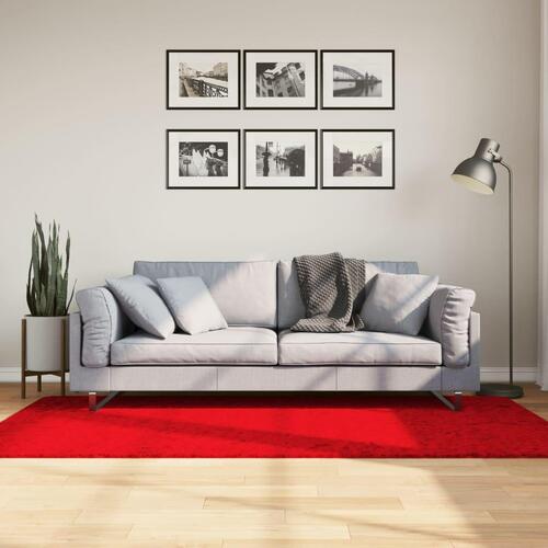 Gulvtæppe HUARTE 100x200 cm kort luv og vaskbart rød