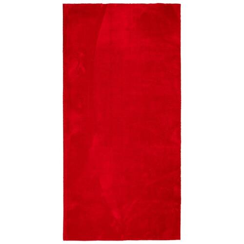 Gulvtæppe HUARTE 100x200 cm kort luv og vaskbart rød
