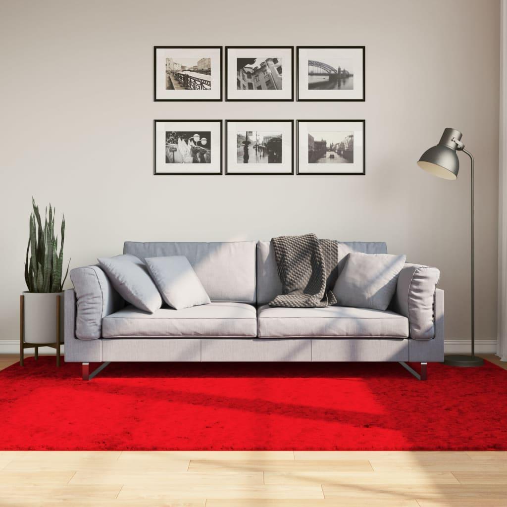 Gulvtæppe HUARTE 160x230 cm kort luv og vaskbart rød