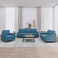 3 personers sofa med hynder velour blå