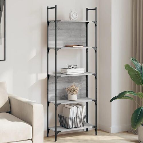 Bogreol 60,5x24x166,5 cm 5 hylder konstrueret træ grå sonoma-eg