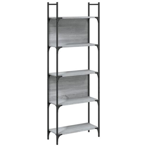 Bogreol 60,5x24x166,5 cm 5 hylder konstrueret træ grå sonoma-eg