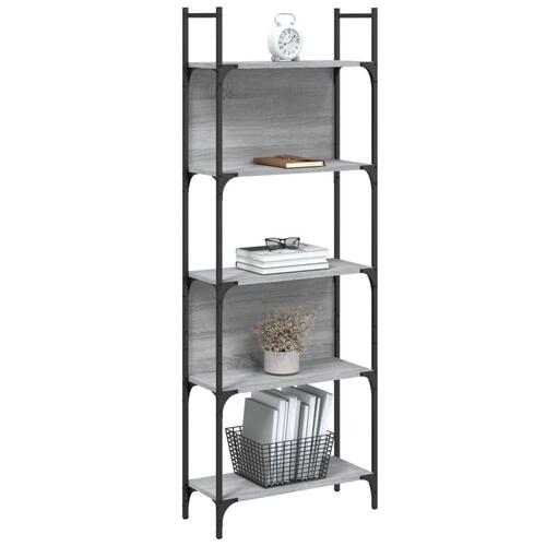 Bogreol 60,5x24x166,5 cm 5 hylder konstrueret træ grå sonoma-eg