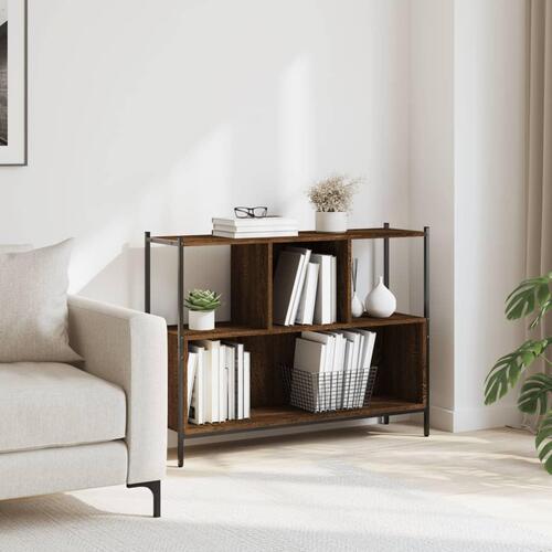 Bogreol 102x28x77,5 cm konstrueret træ brun egetræsfarve