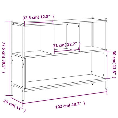 Bogreol 102x28x77,5 cm konstrueret træ brun egetræsfarve