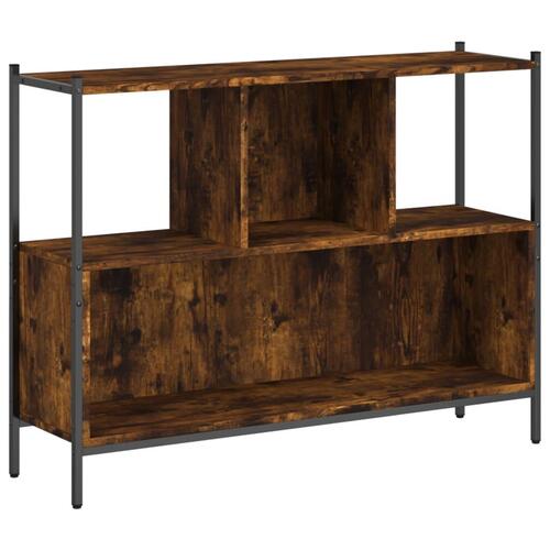 Bogreol 102x28x77,5 cm konstrueret træ røget egetræsfarve