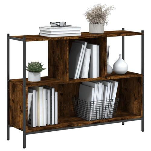 Bogreol 102x28x77,5 cm konstrueret træ røget egetræsfarve