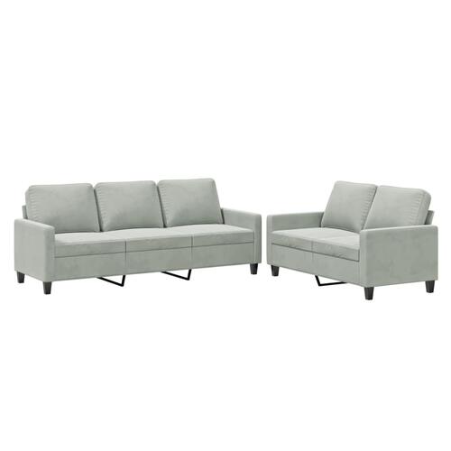 2 personers sofa med hynder velour lysegrå