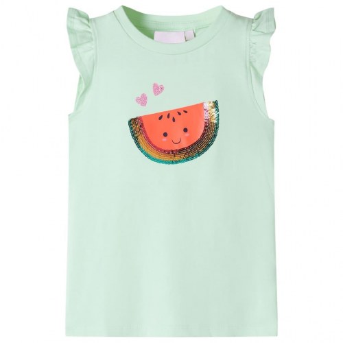 T-shirt til børn str. 92 med flæser lysegrøn