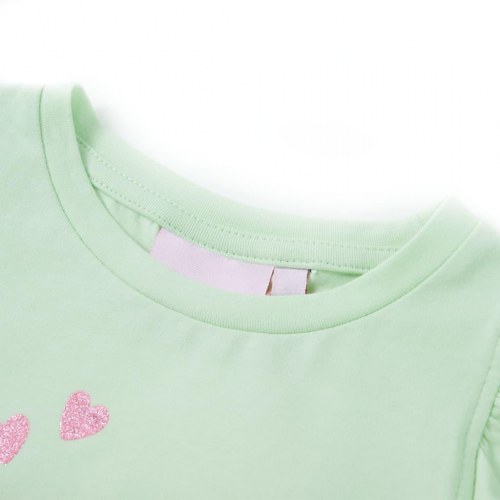 T-shirt til børn str. 92 med flæser lysegrøn