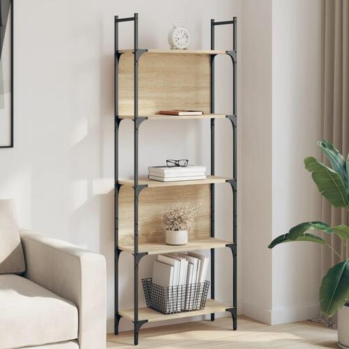 Bogreol 60,5x24x166,5 cm 5 hylder konstrueret træ sonoma-eg