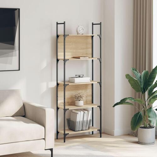Bogreol 60,5x24x166,5 cm 5 hylder konstrueret træ sonoma-eg