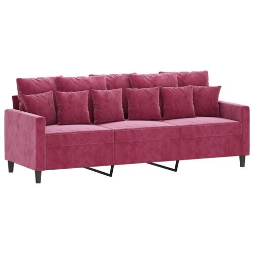 Sofasæt 4 dele med hynder velour vinrød