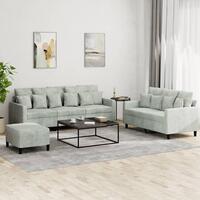 3 personers sofa med hynder velour lysegrå