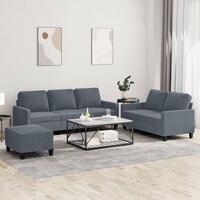 3 personers sofa med hynder velour mørkegrå