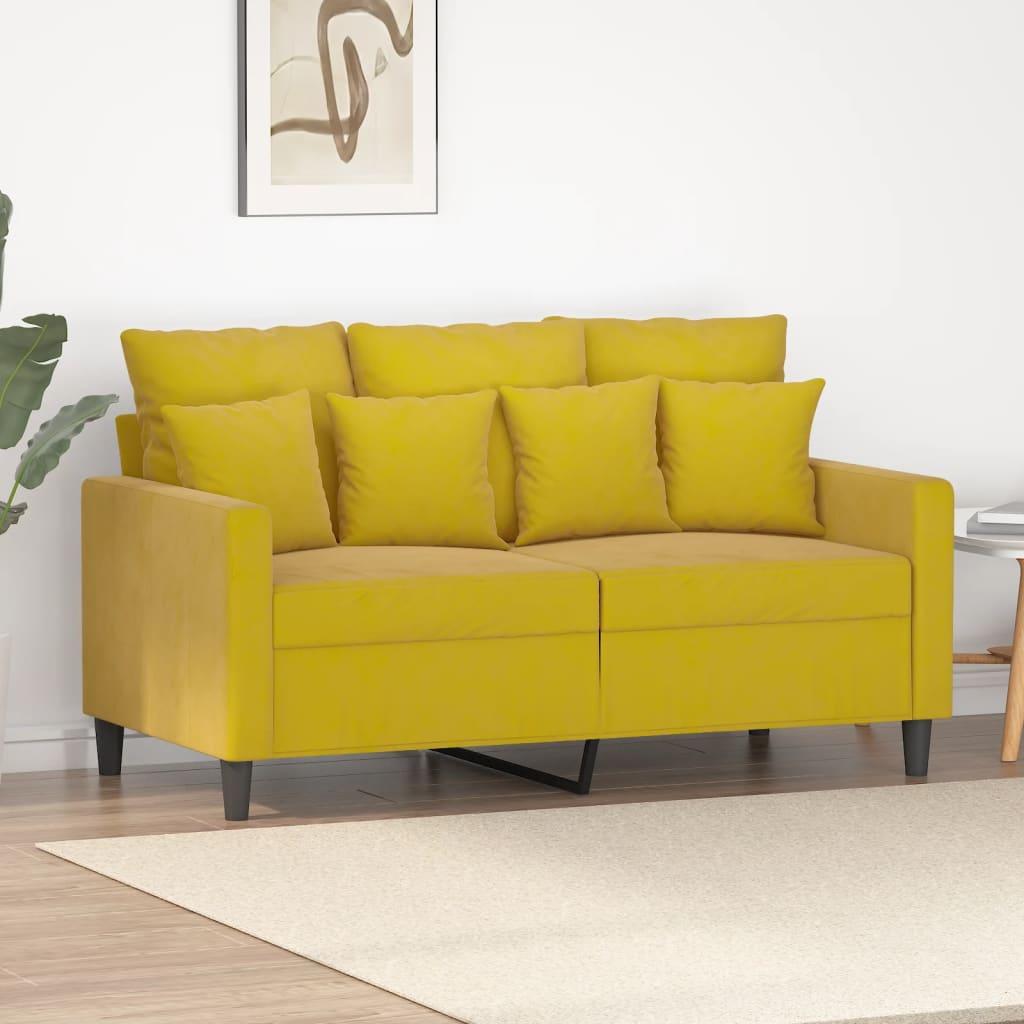 2-personers sofa 120 cm fløjl gul