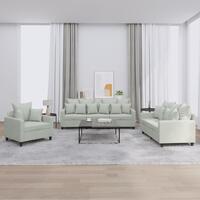 3 personers sofa med hynder velour lysegrå